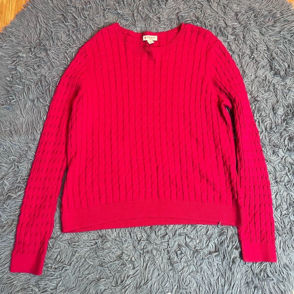 Brooks Brothers Red Fleece Red Cotton Cashmere Cable Knit Sweater Size XL